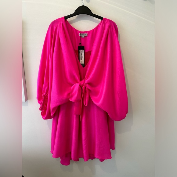 Azeeza magenta raw silk mini dress - Picture 9 of 9